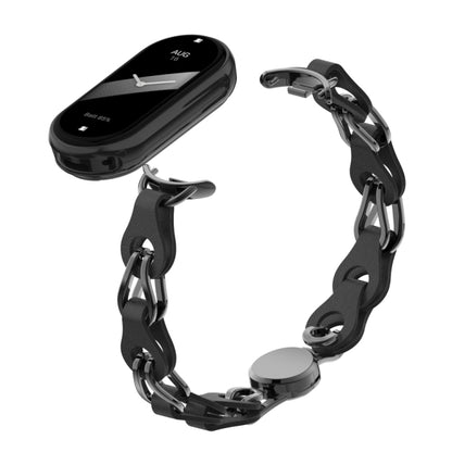Hollow Leather Chain Magnetic Buckle Watch Band, For Xiaomi Smart Band 11 / 10 / 9 / 8