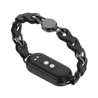 Hollow Leather Chain Magnetic Buckle Watch Band, For Xiaomi Smart Band 11 / 10 / 9 / 8