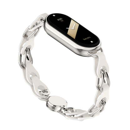 Hollow Leather Chain Magnetic Buckle Watch Band, For Xiaomi Smart Band 11 / 10 / 9 / 8