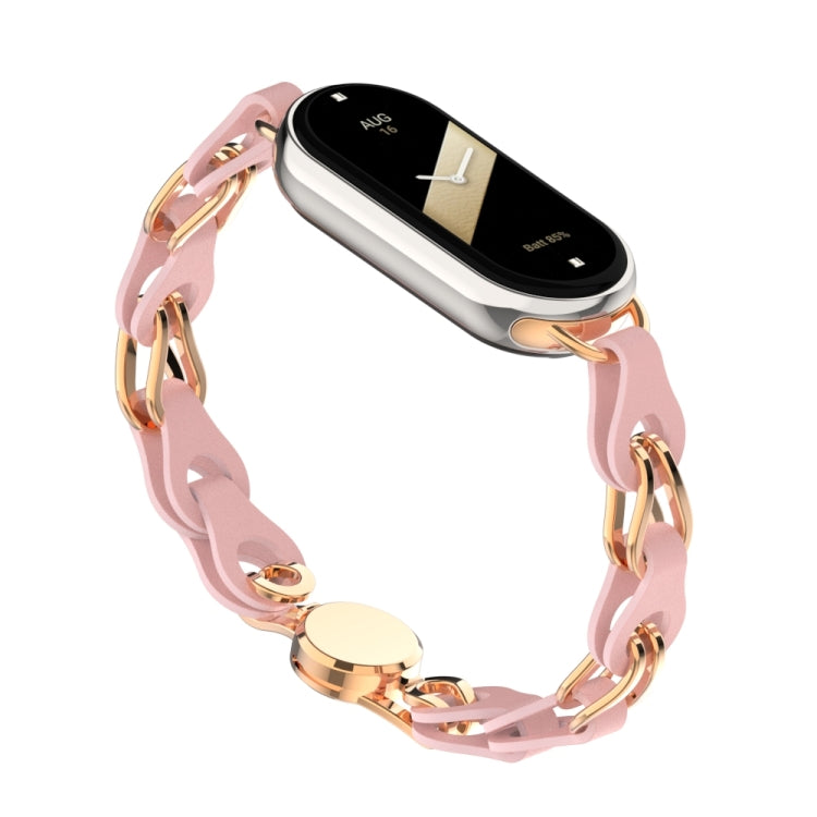 Hollow Leather Chain Magnetic Buckle Watch Band, For Xiaomi Smart Band 11 / 10 / 9 / 8