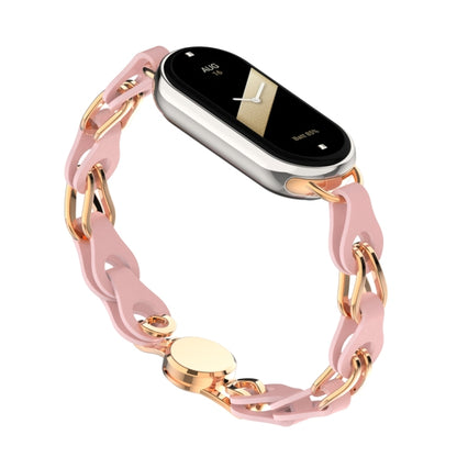 Hollow Leather Chain Magnetic Buckle Watch Band, For Xiaomi Smart Band 11 / 10 / 9 / 8