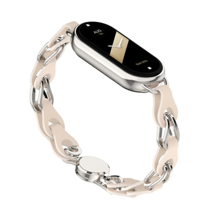 Hollow Leather Chain Magnetic Buckle Watch Band, For Xiaomi Smart Band 11 / 10 / 9 / 8