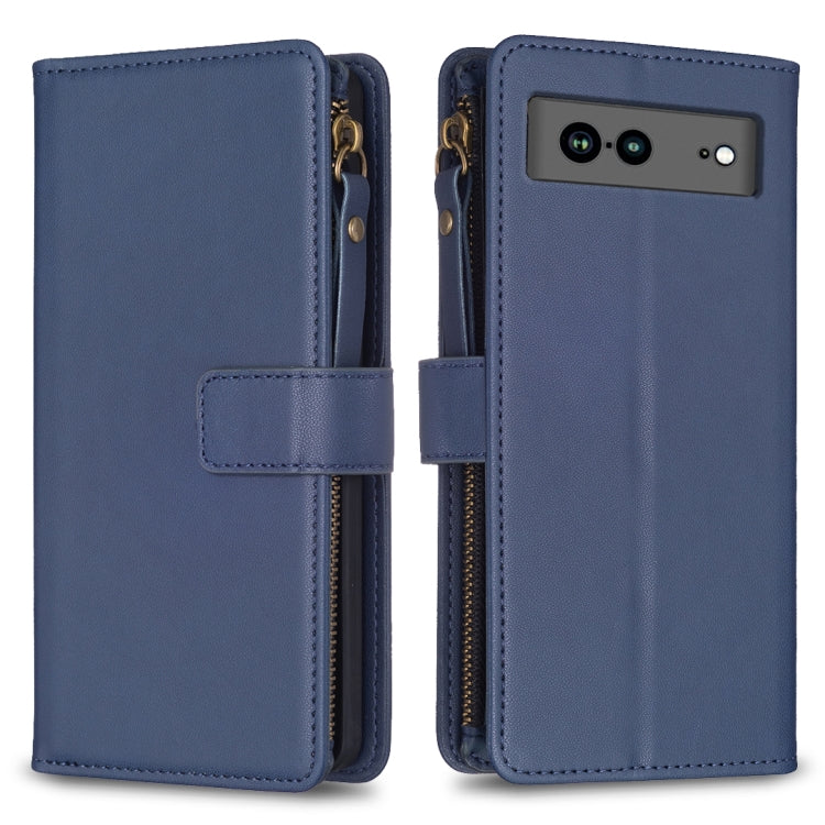 9 Card Slots Zipper Wallet Leather Flip Phone Case, For Google Pixel 8 Pro, For Google Pixel 8, For Google Pixel 7a, For Google Pixel 7 Pro, For Google Pixel 7