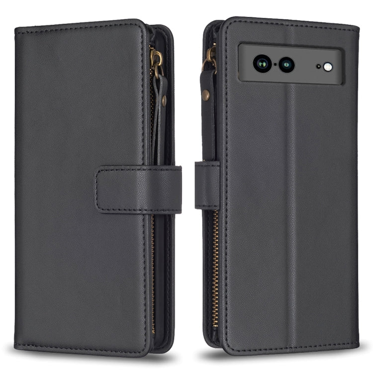 9 Card Slots Zipper Wallet Leather Flip Phone Case, For Google Pixel 8 Pro, For Google Pixel 8, For Google Pixel 7a, For Google Pixel 7 Pro, For Google Pixel 7