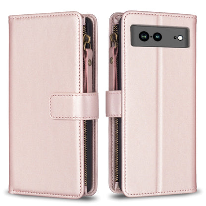 9 Card Slots Zipper Wallet Leather Flip Phone Case, For Google Pixel 8 Pro, For Google Pixel 8, For Google Pixel 7a, For Google Pixel 7 Pro, For Google Pixel 7