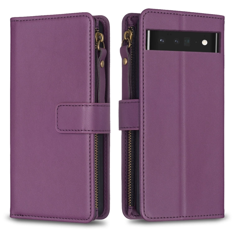 9 Card Slots Zipper Wallet Leather Flip Phone Case, For Google Pixel 8 Pro, For Google Pixel 8, For Google Pixel 7a, For Google Pixel 7 Pro, For Google Pixel 7