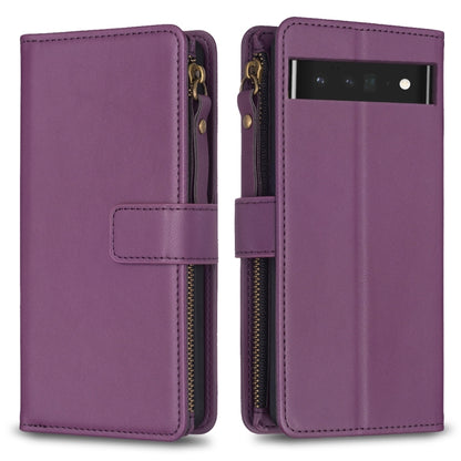 9 Card Slots Zipper Wallet Leather Flip Phone Case, For Google Pixel 8 Pro, For Google Pixel 8, For Google Pixel 7a, For Google Pixel 7 Pro, For Google Pixel 7