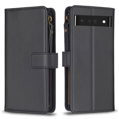9 Card Slots Zipper Wallet Leather Flip Phone Case, For Google Pixel 8 Pro, For Google Pixel 8, For Google Pixel 7a, For Google Pixel 7 Pro, For Google Pixel 7