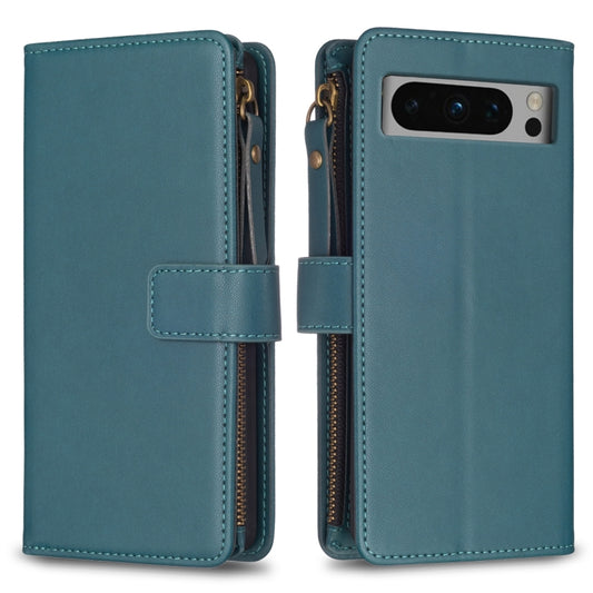 9 Card Slots Zipper Wallet Leather Flip Phone Case, For Google Pixel 8 Pro, For Google Pixel 8, For Google Pixel 7a, For Google Pixel 7 Pro, For Google Pixel 7