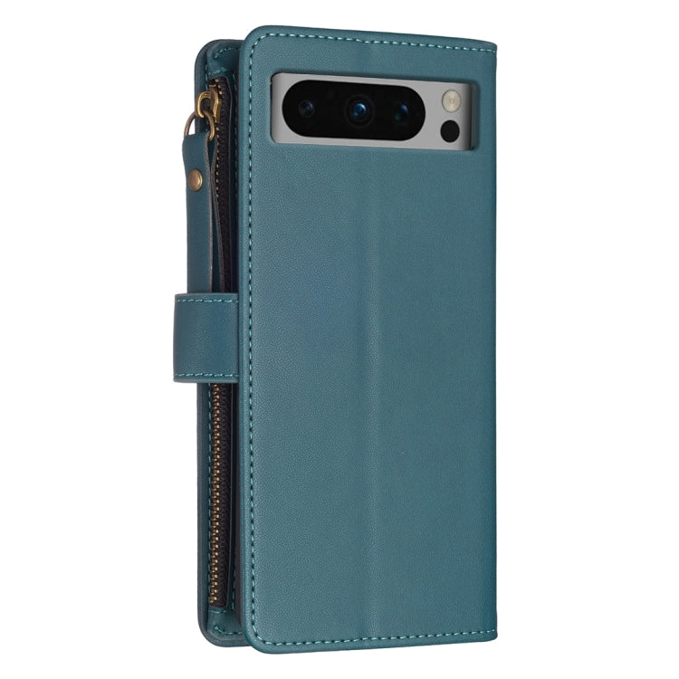 9 Card Slots Zipper Wallet Leather Flip Phone Case, For Google Pixel 8 Pro, For Google Pixel 8, For Google Pixel 7a, For Google Pixel 7 Pro, For Google Pixel 7