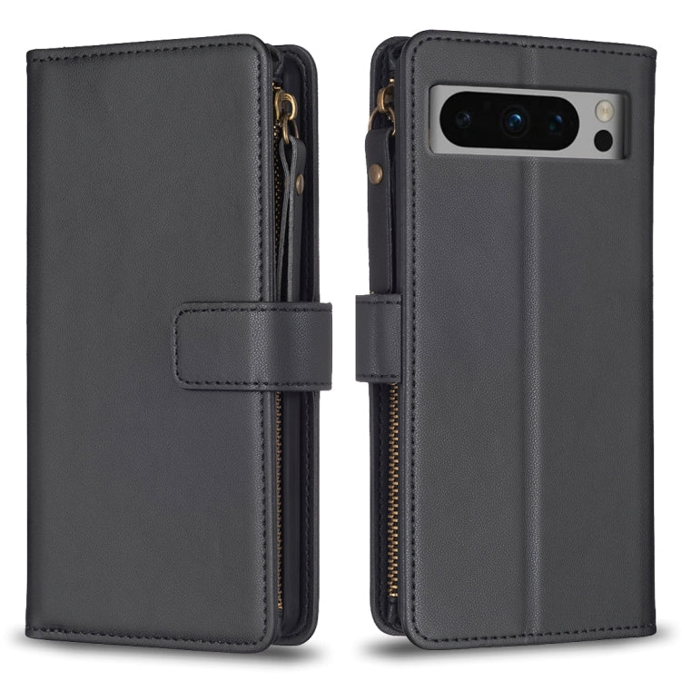 9 Card Slots Zipper Wallet Leather Flip Phone Case, For Google Pixel 8 Pro, For Google Pixel 8, For Google Pixel 7a, For Google Pixel 7 Pro, For Google Pixel 7