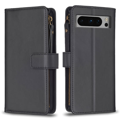 9 Card Slots Zipper Wallet Leather Flip Phone Case, For Google Pixel 8 Pro, For Google Pixel 8, For Google Pixel 7a, For Google Pixel 7 Pro, For Google Pixel 7