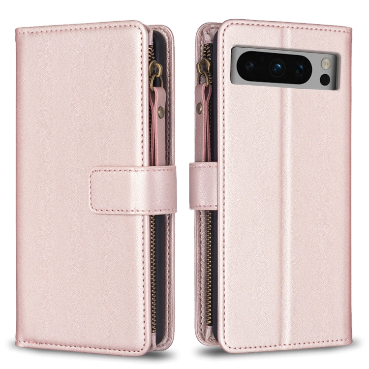 9 Card Slots Zipper Wallet Leather Flip Phone Case, For Google Pixel 8 Pro, For Google Pixel 8, For Google Pixel 7a, For Google Pixel 7 Pro, For Google Pixel 7