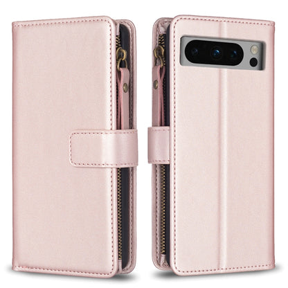 9 Card Slots Zipper Wallet Leather Flip Phone Case, For Google Pixel 8 Pro, For Google Pixel 8, For Google Pixel 7a, For Google Pixel 7 Pro, For Google Pixel 7