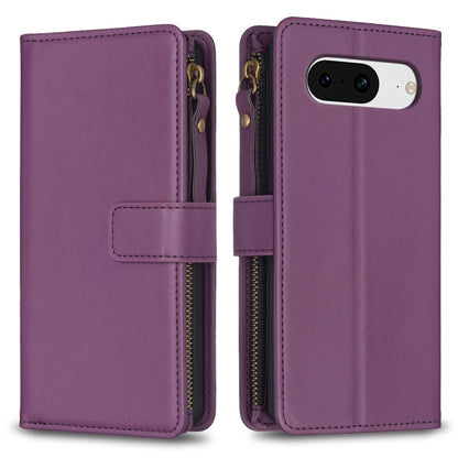 9 Card Slots Zipper Wallet Leather Flip Phone Case, For Google Pixel 8 Pro, For Google Pixel 8, For Google Pixel 7a, For Google Pixel 7 Pro, For Google Pixel 7