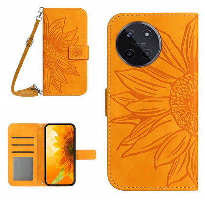 Skin Feel Sun Flower Embossed Flip Leather Phone Case with Lanyard, For Realme 12+ Global, For Realme 12 Pro/12 Pro+ Global, For Realme C67 4G, For Realme 11 5G Global, For Realme C53, For Realme 11 4G Global, For Realme C65 4G