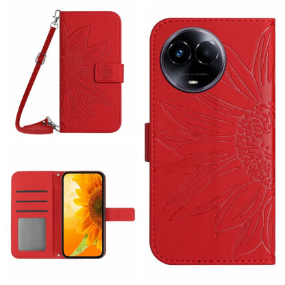 Skin Feel Sun Flower Embossed Flip Leather Phone Case with Lanyard, For Realme 12+ Global, For Realme 12 Pro/12 Pro+ Global, For Realme C67 4G, For Realme 11 5G Global, For Realme C53, For Realme 11 4G Global, For Realme C65 4G