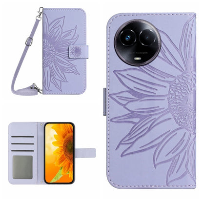 Skin Feel Sun Flower Embossed Flip Leather Phone Case with Lanyard, For Realme 12+ Global, For Realme 12 Pro/12 Pro+ Global, For Realme C67 4G, For Realme 11 5G Global, For Realme C53, For Realme 11 4G Global, For Realme C65 4G