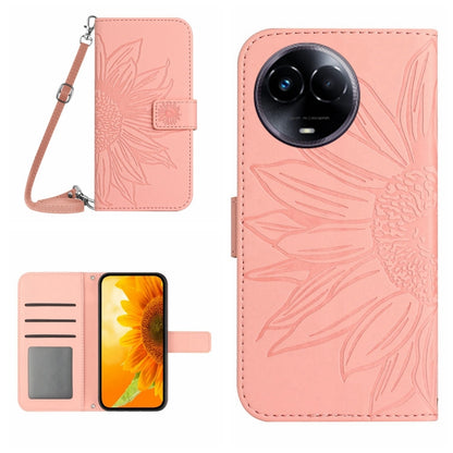 Skin Feel Sun Flower Embossed Flip Leather Phone Case with Lanyard, For Realme 12+ Global, For Realme 12 Pro/12 Pro+ Global, For Realme C67 4G, For Realme 11 5G Global, For Realme C53, For Realme 11 4G Global, For Realme C65 4G