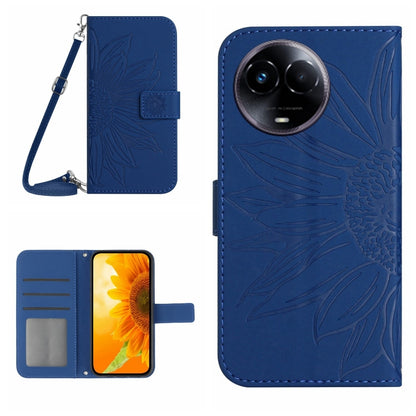 Skin Feel Sun Flower Embossed Flip Leather Phone Case with Lanyard, For Realme 12+ Global, For Realme 12 Pro/12 Pro+ Global, For Realme C67 4G, For Realme 11 5G Global, For Realme C53, For Realme 11 4G Global, For Realme C65 4G