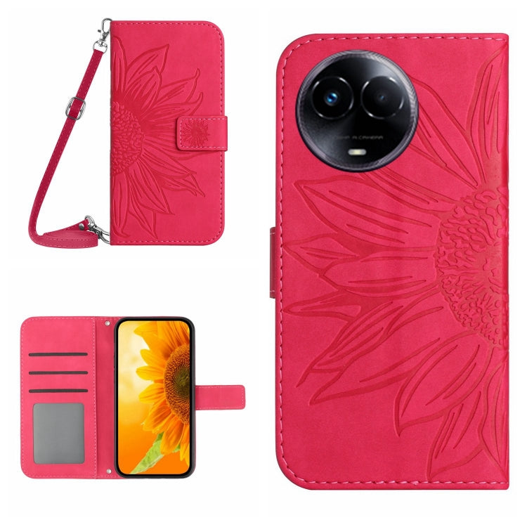Skin Feel Sun Flower Embossed Flip Leather Phone Case with Lanyard, For Realme 12+ Global, For Realme 12 Pro/12 Pro+ Global, For Realme C67 4G, For Realme 11 5G Global, For Realme C53, For Realme 11 4G Global, For Realme C65 4G
