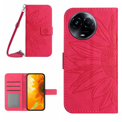 Skin Feel Sun Flower Embossed Flip Leather Phone Case with Lanyard, For Realme 12+ Global, For Realme 12 Pro/12 Pro+ Global, For Realme C67 4G, For Realme 11 5G Global, For Realme C53, For Realme 11 4G Global, For Realme C65 4G