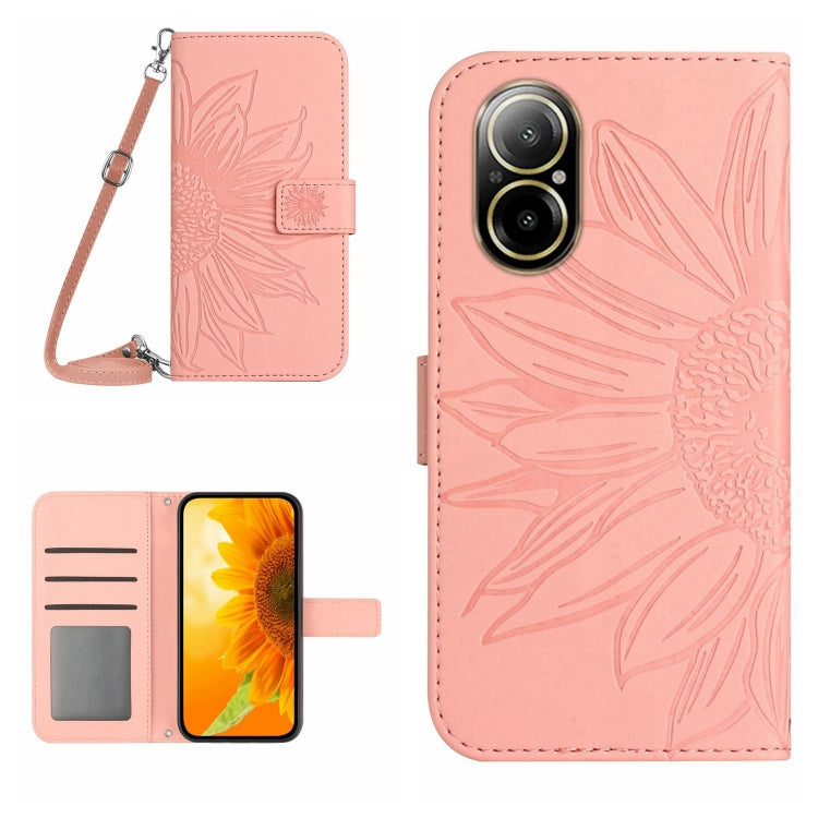 Skin Feel Sun Flower Embossed Flip Leather Phone Case with Lanyard, For Realme 12+ Global, For Realme 12 Pro/12 Pro+ Global, For Realme C67 4G, For Realme 11 5G Global, For Realme C53, For Realme 11 4G Global, For Realme C65 4G