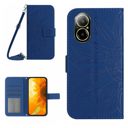 Skin Feel Sun Flower Embossed Flip Leather Phone Case with Lanyard, For Realme 12+ Global, For Realme 12 Pro/12 Pro+ Global, For Realme C67 4G, For Realme 11 5G Global, For Realme C53, For Realme 11 4G Global, For Realme C65 4G