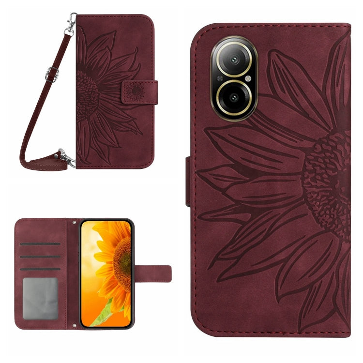 Skin Feel Sun Flower Embossed Flip Leather Phone Case with Lanyard, For Realme 12+ Global, For Realme 12 Pro/12 Pro+ Global, For Realme C67 4G, For Realme 11 5G Global, For Realme C53, For Realme 11 4G Global, For Realme C65 4G