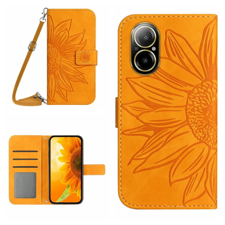 Skin Feel Sun Flower Embossed Flip Leather Phone Case with Lanyard, For Realme 12+ Global, For Realme 12 Pro/12 Pro+ Global, For Realme C67 4G, For Realme 11 5G Global, For Realme C53, For Realme 11 4G Global, For Realme C65 4G