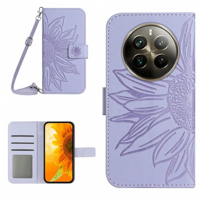 Skin Feel Sun Flower Embossed Flip Leather Phone Case with Lanyard, For Realme 12+ Global, For Realme 12 Pro/12 Pro+ Global, For Realme C67 4G, For Realme 11 5G Global, For Realme C53, For Realme 11 4G Global, For Realme C65 4G