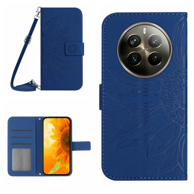Skin Feel Sun Flower Embossed Flip Leather Phone Case with Lanyard, For Realme 12+ Global, For Realme 12 Pro/12 Pro+ Global, For Realme C67 4G, For Realme 11 5G Global, For Realme C53, For Realme 11 4G Global, For Realme C65 4G