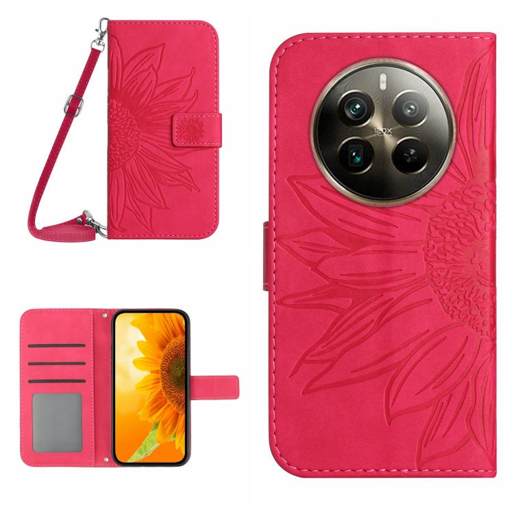 Skin Feel Sun Flower Embossed Flip Leather Phone Case with Lanyard, For Realme 12+ Global, For Realme 12 Pro/12 Pro+ Global, For Realme C67 4G, For Realme 11 5G Global, For Realme C53, For Realme 11 4G Global, For Realme C65 4G