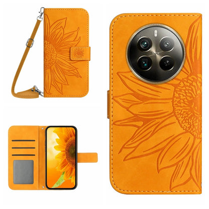 Skin Feel Sun Flower Embossed Flip Leather Phone Case with Lanyard, For Realme 12+ Global, For Realme 12 Pro/12 Pro+ Global, For Realme C67 4G, For Realme 11 5G Global, For Realme C53, For Realme 11 4G Global, For Realme C65 4G