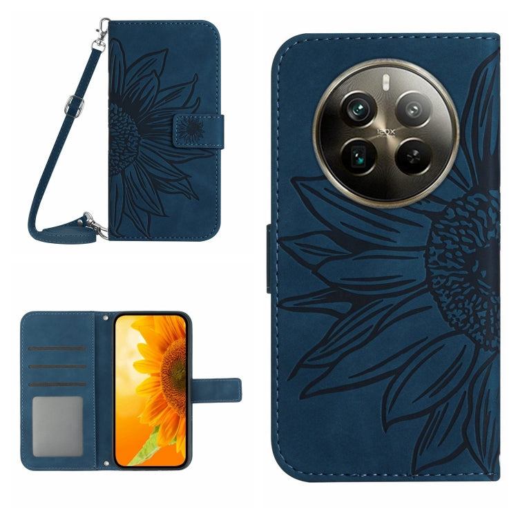 Skin Feel Sun Flower Embossed Flip Leather Phone Case with Lanyard, For Realme 12+ Global, For Realme 12 Pro/12 Pro+ Global, For Realme C67 4G, For Realme 11 5G Global, For Realme C53, For Realme 11 4G Global, For Realme C65 4G