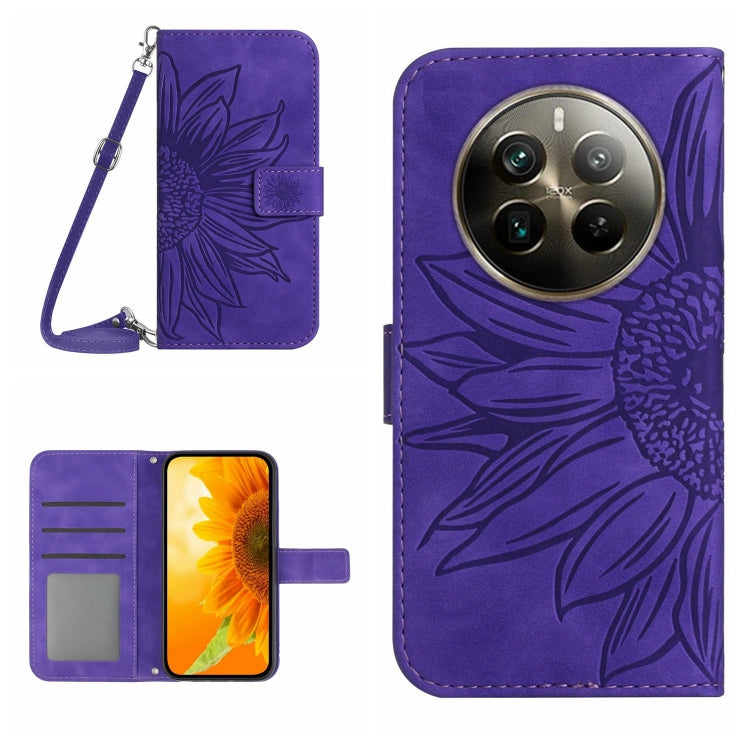 Skin Feel Sun Flower Embossed Flip Leather Phone Case with Lanyard, For Realme 12+ Global, For Realme 12 Pro/12 Pro+ Global, For Realme C67 4G, For Realme 11 5G Global, For Realme C53, For Realme 11 4G Global, For Realme C65 4G