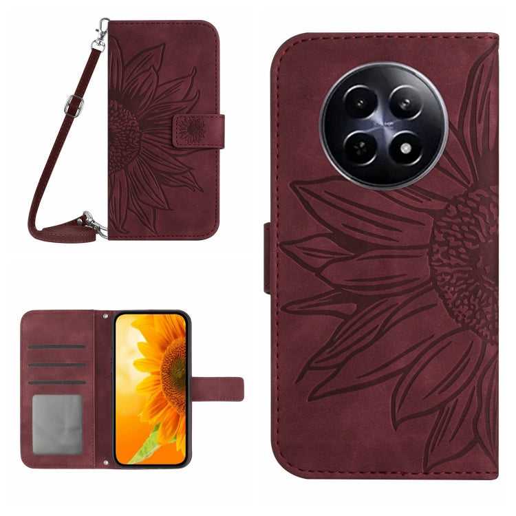 Skin Feel Sun Flower Embossed Flip Leather Phone Case with Lanyard, For Realme 14 5G Global / P3 5G Global, For Realme P3 Pro 5G Global, For Realme 14 Pro+ 5G, For Realme C75 4G, For Realme 13+ 5G Global, For Realme 13 Pro 5G / 13 Pro+ 5G              ...