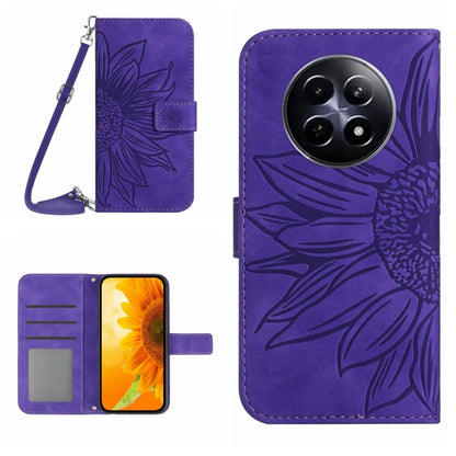 Skin Feel Sun Flower Embossed Flip Leather Phone Case with Lanyard, For Realme 14 5G Global / P3 5G Global, For Realme P3 Pro 5G Global, For Realme 14 Pro+ 5G, For Realme C75 4G, For Realme 13+ 5G Global, For Realme 13 Pro 5G / 13 Pro+ 5G              ...