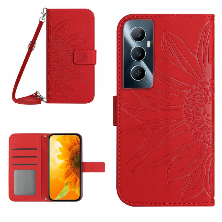 Skin Feel Sun Flower Embossed Flip Leather Phone Case with Lanyard, For Realme 12+ Global, For Realme 12 Pro/12 Pro+ Global, For Realme C67 4G, For Realme 11 5G Global, For Realme C53, For Realme 11 4G Global, For Realme C65 4G