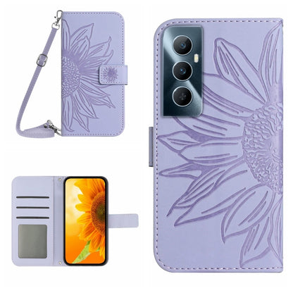 Skin Feel Sun Flower Embossed Flip Leather Phone Case with Lanyard, For Realme 12+ Global, For Realme 12 Pro/12 Pro+ Global, For Realme C67 4G, For Realme 11 5G Global, For Realme C53, For Realme 11 4G Global, For Realme C65 4G