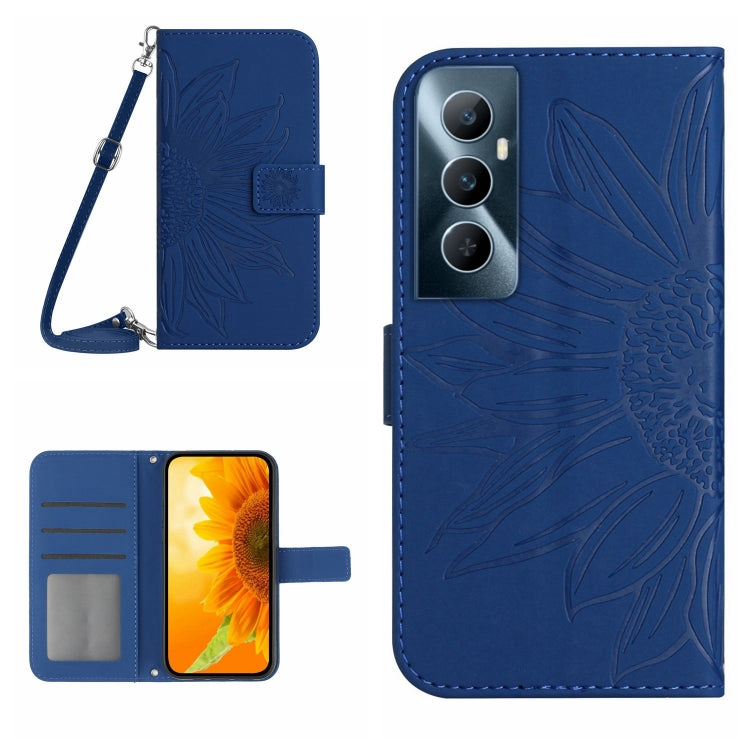 Skin Feel Sun Flower Embossed Flip Leather Phone Case with Lanyard, For Realme 12+ Global, For Realme 12 Pro/12 Pro+ Global, For Realme C67 4G, For Realme 11 5G Global, For Realme C53, For Realme 11 4G Global, For Realme C65 4G