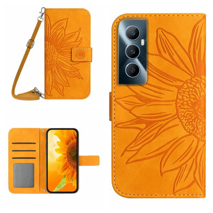 Skin Feel Sun Flower Embossed Flip Leather Phone Case with Lanyard, For Realme 12+ Global, For Realme 12 Pro/12 Pro+ Global, For Realme C67 4G, For Realme 11 5G Global, For Realme C53, For Realme 11 4G Global, For Realme C65 4G