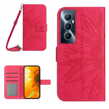Skin Feel Sun Flower Embossed Flip Leather Phone Case with Lanyard, For Realme 12+ Global, For Realme 12 Pro/12 Pro+ Global, For Realme C67 4G, For Realme 11 5G Global, For Realme C53, For Realme 11 4G Global, For Realme C65 4G