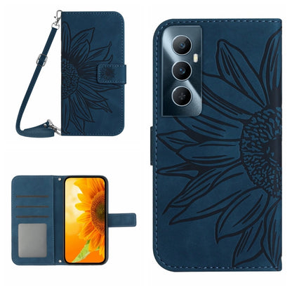 Skin Feel Sun Flower Embossed Flip Leather Phone Case with Lanyard, For Realme 12+ Global, For Realme 12 Pro/12 Pro+ Global, For Realme C67 4G, For Realme 11 5G Global, For Realme C53, For Realme 11 4G Global, For Realme C65 4G
