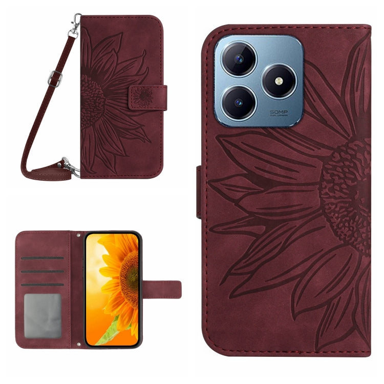 Skin Feel Sun Flower Embossed Flip Leather Phone Case with Lanyard, For Realme 14 5G Global / P3 5G Global, For Realme P3 Pro 5G Global, For Realme 14 Pro+ 5G, For Realme C75 4G, For Realme 13+ 5G Global, For Realme 13 Pro 5G / 13 Pro+ 5G              ...