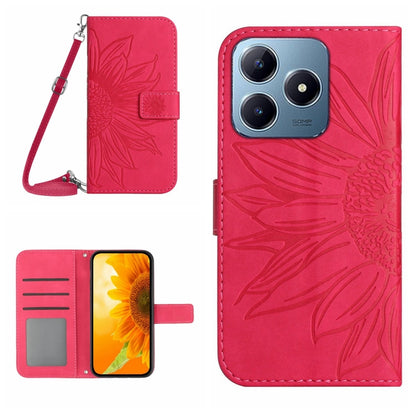 Skin Feel Sun Flower Embossed Flip Leather Phone Case with Lanyard, For Realme 14 5G Global / P3 5G Global, For Realme P3 Pro 5G Global, For Realme 14 Pro+ 5G, For Realme C75 4G, For Realme 13+ 5G Global, For Realme 13 Pro 5G / 13 Pro+ 5G              ...