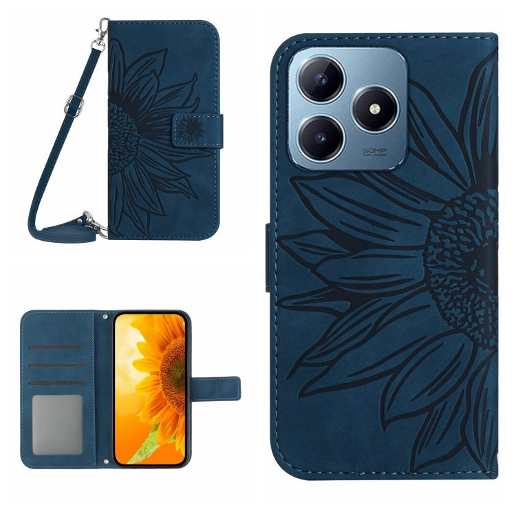 Skin Feel Sun Flower Embossed Flip Leather Phone Case with Lanyard, For Realme 14 5G Global / P3 5G Global, For Realme P3 Pro 5G Global, For Realme 14 Pro+ 5G, For Realme C75 4G, For Realme 13+ 5G Global, For Realme 13 Pro 5G / 13 Pro+ 5G              ...