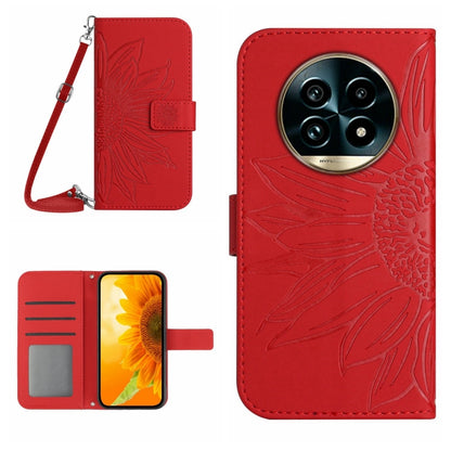 Skin Feel Sun Flower Embossed Flip Leather Phone Case with Lanyard, For Realme 14 5G Global / P3 5G Global, For Realme P3 Pro 5G Global, For Realme 14 Pro+ 5G, For Realme C75 4G, For Realme 13+ 5G Global, For Realme 13 Pro 5G / 13 Pro+ 5G              ...