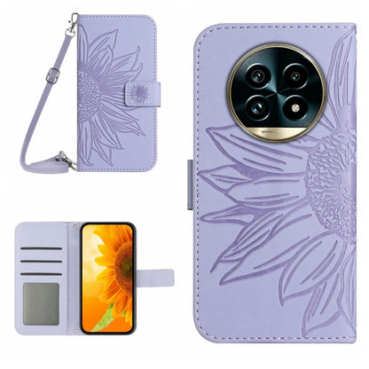 Skin Feel Sun Flower Embossed Flip Leather Phone Case with Lanyard, For Realme 14 5G Global / P3 5G Global, For Realme P3 Pro 5G Global, For Realme 14 Pro+ 5G, For Realme C75 4G, For Realme 13+ 5G Global, For Realme 13 Pro 5G / 13 Pro+ 5G              ...