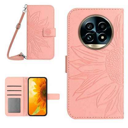 Skin Feel Sun Flower Embossed Flip Leather Phone Case with Lanyard, For Realme 14 5G Global / P3 5G Global, For Realme P3 Pro 5G Global, For Realme 14 Pro+ 5G, For Realme C75 4G, For Realme 13+ 5G Global, For Realme 13 Pro 5G / 13 Pro+ 5G              ...